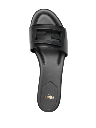 Shop Fendi Ff Logo Plaque Sandals In Schwarz