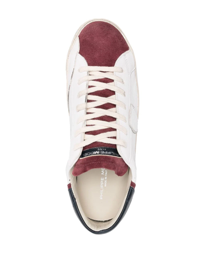 Shop Philippe Model Paris Logo-patch Leather Sneakers In Weiss
