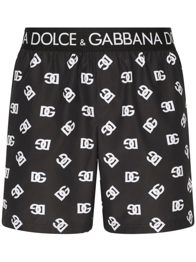 Shop Dolce & Gabbana Dg-logo Swim Shorts In Schwarz