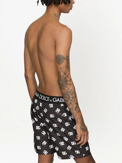 Shop Dolce & Gabbana Dg-logo Swim Shorts In Schwarz