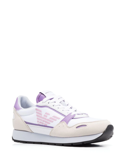 Shop Emporio Armani Panelled Logo-print Detail Sneakers In Weiss