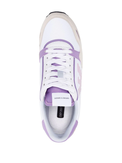 Shop Emporio Armani Panelled Logo-print Detail Sneakers In Weiss