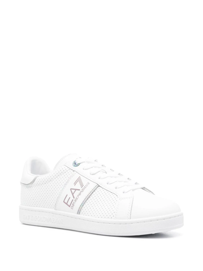 Shop Ea7 Logo-print Low-top Sneakers In Weiss