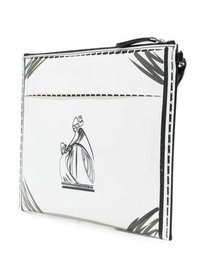 Shop Lanvin Logo-print Leather Clutch Bag In Weiss