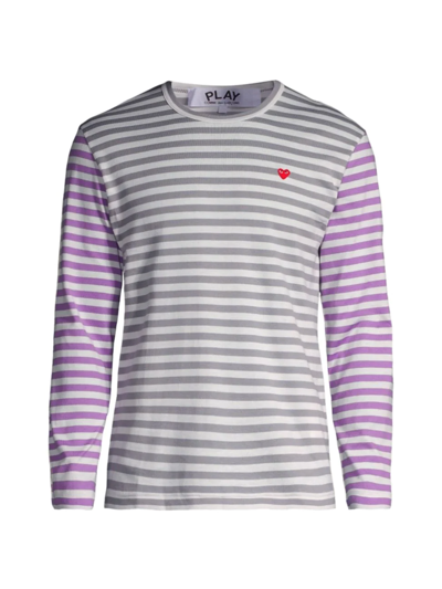 Shop Comme Des Garçons Men's Multicolor Striped Long-sleeve Shirt In Grey Purple