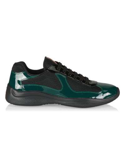 Shop Prada Men's New America's Cup Low-top Sneakers In Bottiglia Nero