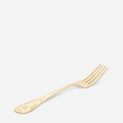 Shop Dolce & Gabbana 24k Gold Plated Dessert Fork In Multicolor