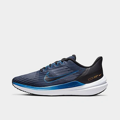 Shop Nike Men's Air Winflo 9 Running Shoes In Obsidian/dark Marina Blue/black/white/hot Curry/thunder Blue