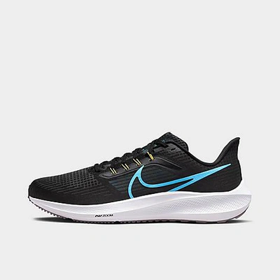 Shop Nike Men's Pegasus 39 Running Shoes In Black/chlorine Blue/anthracite/vivid Sulfur/plum Fog/white