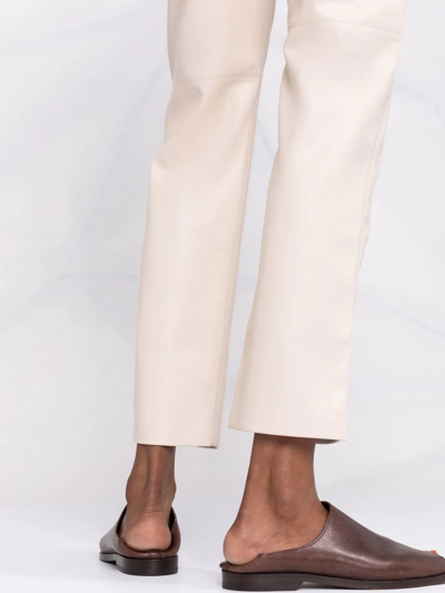 Nanushka Faux-leather Straight Leg Trousers In Neutrals