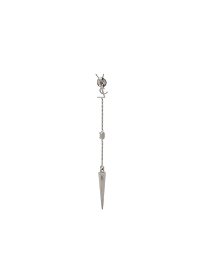 Shop Saint Laurent Opyum Ysl Rhinestone Spike Earrings In Silver