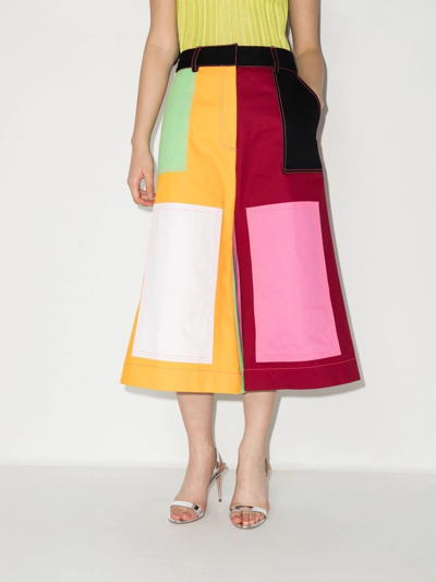 Christopher John Rogers Multicolour Panelled Cropped Cotton Trousers In Pink