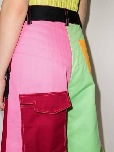 Christopher John Rogers Multicolour Panelled Cropped Cotton Trousers In Pink