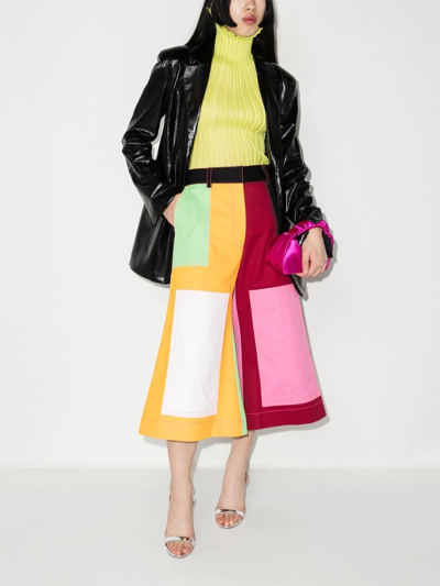 Christopher John Rogers Multicolour Panelled Cropped Cotton Trousers In Pink