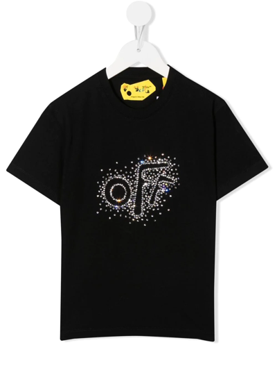 Shop Off-white Embellished-logo Cotton T-shirt In Black