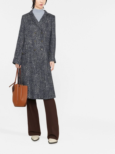 Etro Pegaso-button Tweed Coat In Blue