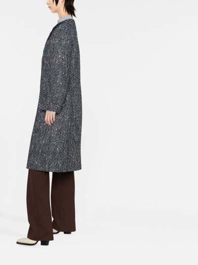 Etro Pegaso-button Tweed Coat In Blue