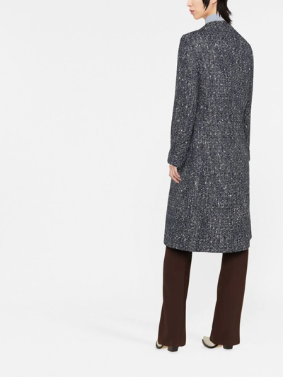 Etro Pegaso-button Tweed Coat In Blue