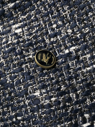 Etro Pegaso-button Tweed Coat In Blue