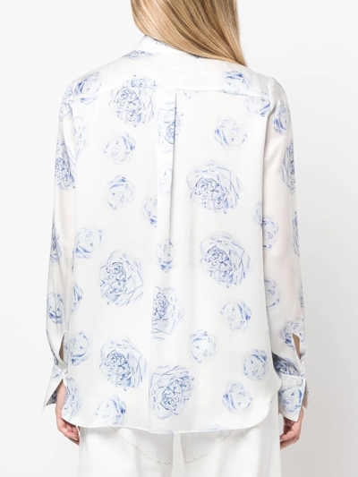 Shop V:pm Atelier Rosa Floral-print Stand-up Collar Shirt In White