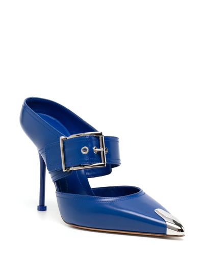 Shop Alexander Mcqueen Punk 105mm Mule Sandals In Blue