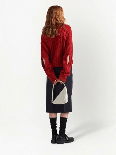 Shop Prada Cable-knit Cashmere Jumper In Red