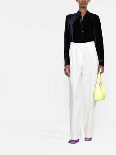 Tom Ford Velvet-effect Long-sleeve Shirt In Blue