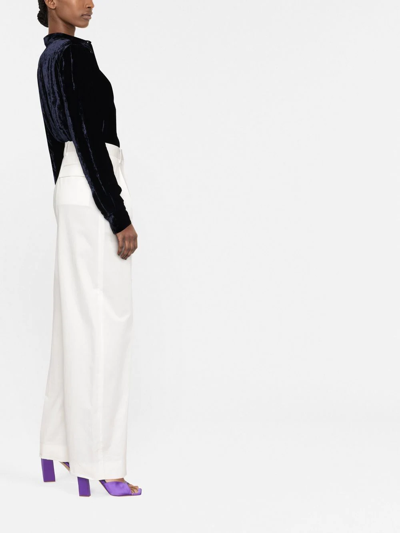 Tom Ford Velvet-effect Long-sleeve Shirt In Blue