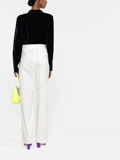 Tom Ford Velvet-effect Long-sleeve Shirt In Blue