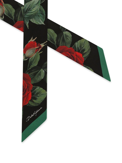 Shop Dolce & Gabbana Rose-print Silk Headscarf In Black