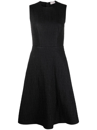 Shop Moncler Quilted Sleeveless Flared Dress In Black