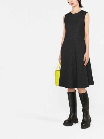 Shop Moncler Quilted Sleeveless Flared Dress In Black