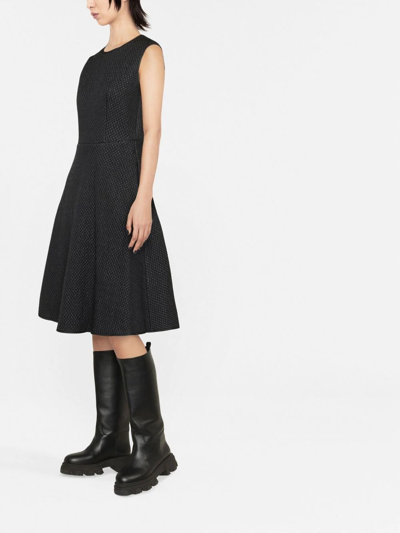 Shop Moncler Quilted Sleeveless Flared Dress In Black