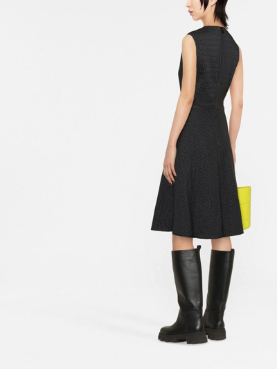 Shop Moncler Quilted Sleeveless Flared Dress In Black