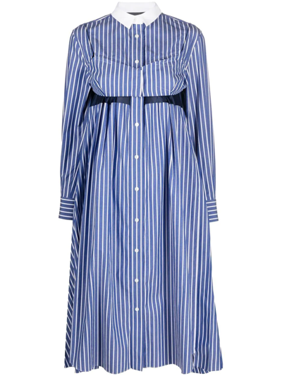 Striped Cotton-poplin Shirt Dress In Blue Stripe
