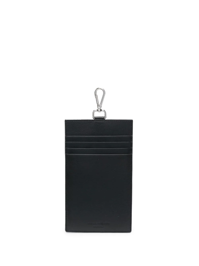 Shop Alexander Mcqueen Logo-lettering Leather Phone Case In Black