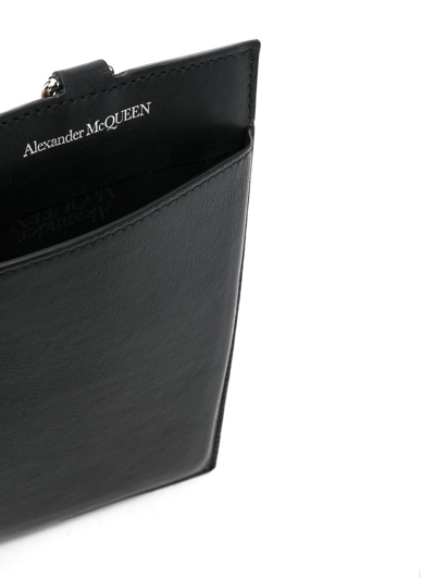 Shop Alexander Mcqueen Logo-lettering Leather Phone Case In Black