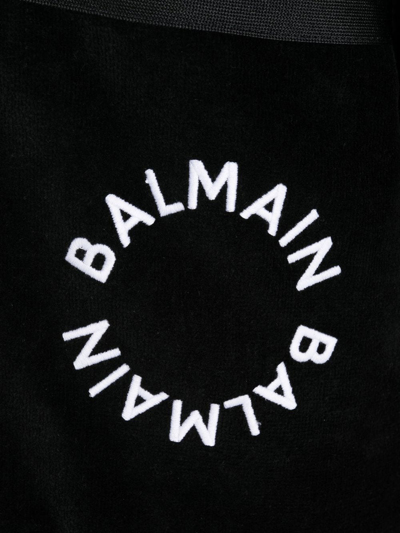 Shop Balmain Logo-print Hooded Robe In Black