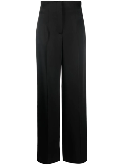 Shop Alberta Ferretti Hi-rise Straight-leg Trousers In Black
