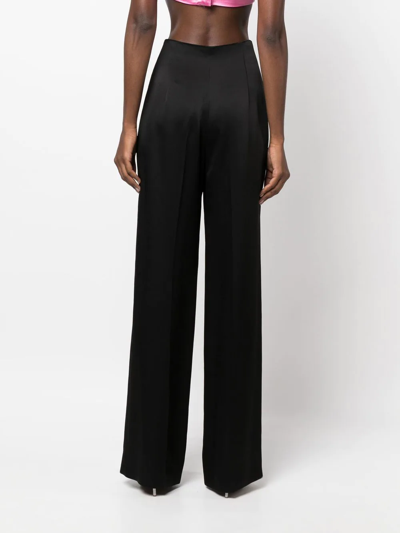 Alberta Ferretti Wide-leg Satin Pant Inverted Pleats In Black