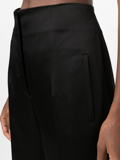 Alberta Ferretti Wide-leg Satin Pant Inverted Pleats In Black