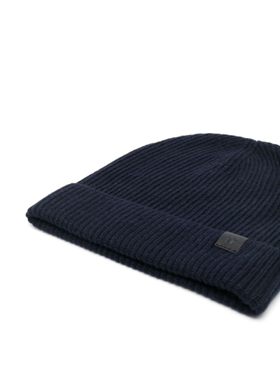 Shop Tom Ford Logo-patch Cashmere Beanie In Blue