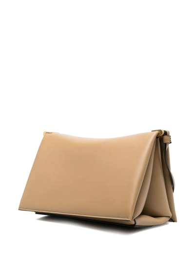 Shop Wandler Engraved-logo Leather Shoulder Bag In Neutrals