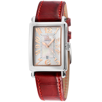 Shop Gevril Avenue Of Americas Mini Quartz Ladies Watch 7245r-1 In Red   / Gold Tone / Mop / Mother Of Pearl / Rose / Rose Gold Tone