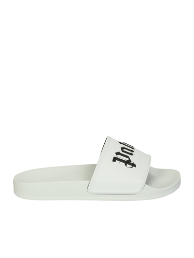 Shop Palm Angels Slides Sandals With The Famous Brand Logo That Stands Out Giving The Model A In White