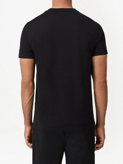 Shop Burberry Logo-embroidered Cotton T-shirt In Black