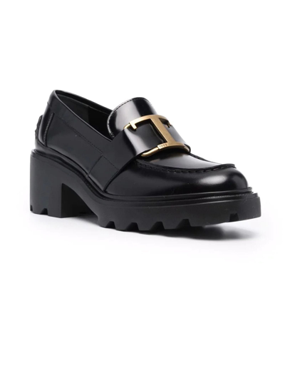 Shop Tod's Loafers In Black Semi-shiny Leather In Nero