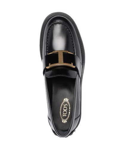 Shop Tod's Loafers In Black Semi-shiny Leather In Nero