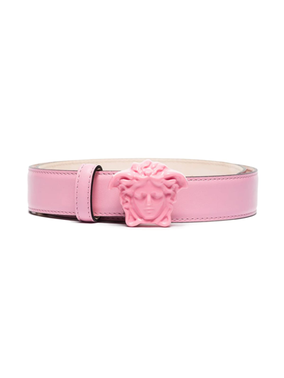 Shop Versace Logo Belt In V Baby Pink Baby Pink Oro