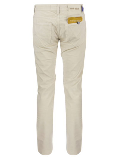 Shop Jacob Cohen Nick - Velvet Slim-fit Trousers In Cream